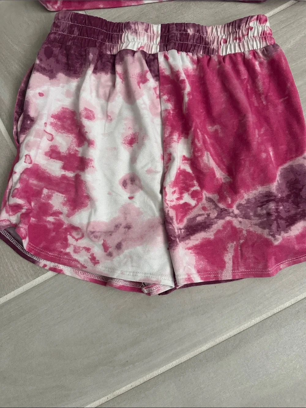 PINK Victoria's Secret Girls' Pink Tie-Dye Long Sleeve Top & Shorts Pajama Set